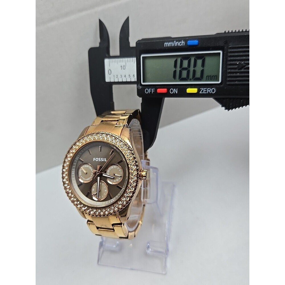 Fossil Stella ES3502 Womens Rose Gold Crystal Multifunction Watch New Battery - Picture 6 of 11